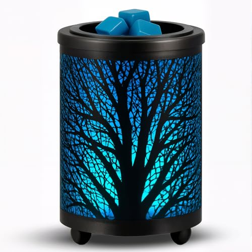 Layove Electric Wax Melt Warmer PTC Heating Plate with 7 Colors LED Changing Light Warmer Fragrance Wax Burner for Home Office Gifts & Decor(Black Forest)