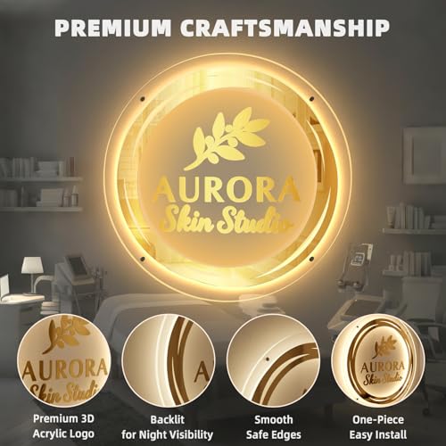 Image of Custom Acrylic Sign Backlit Signage, Personalized 3D Laser Cut Business Logo with LED Neon Backlight, Wall Decor for Storefront Salon Office Studio Coffee Shop Adjustable Brightness