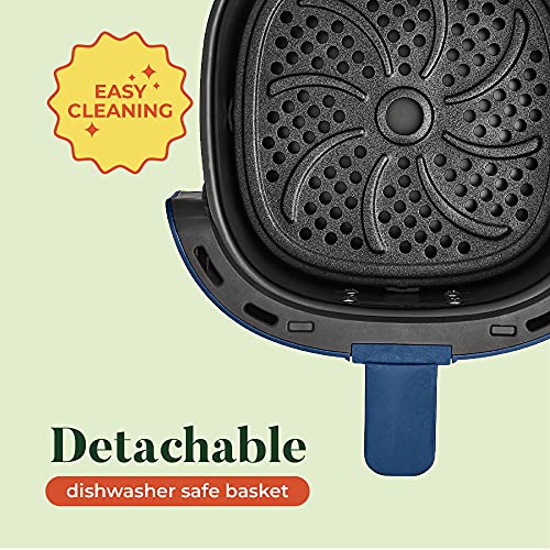 Bella 2.9 Qt Manual Air Fryer Oven And 5-In-1 Multicooker With Removable Nonstick And Dishwasher Safe Crisping Tray And Basket, 1400 Watt Heating System, Matte Blue #TOP3