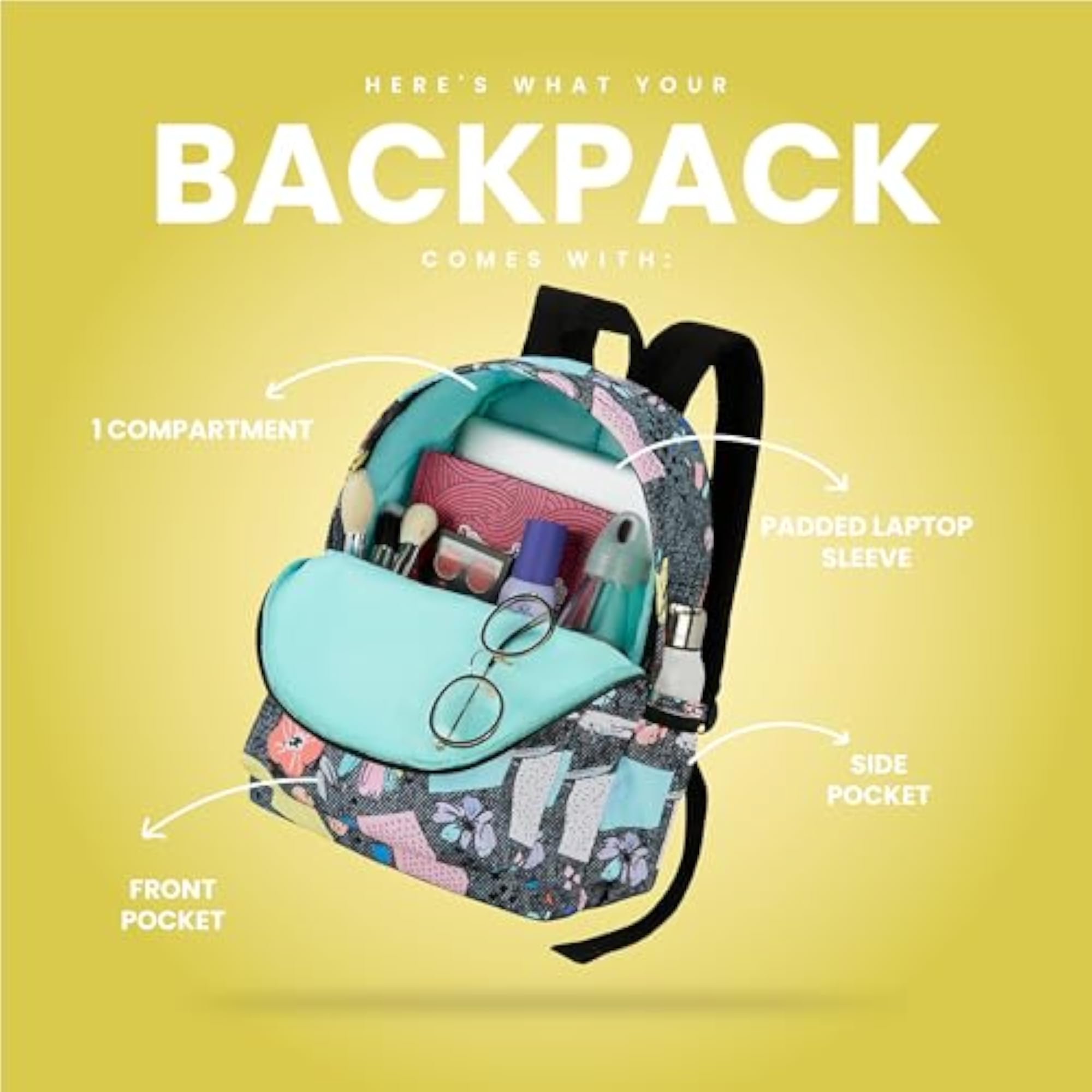 Women's Patchy Casual Backpack, Spacious Daypack