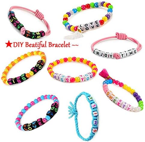 Acrylic Letter A~Z Beads, Bracelet Making Beads, ABC Beads, Pony Beads, 6mm Beads, Rainbow Opaque Beads, 8 Rolls of Colorful Elastic Bracelets, Used to Make Jewelry DIY Crafts