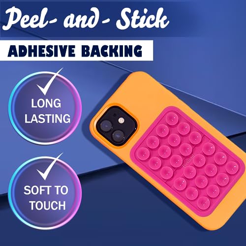 Suction Phone Case Mount, Sillicon Adhesive Phone Accessory for iPhone and Android, Hands-Free Fidget Toy Mirror Shower Phone Holder, Tiktok Videos and Selfies (Black)