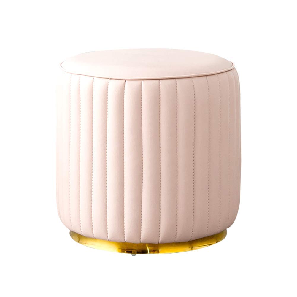 Petit Pouf Rond en Cuir comme Repose-Pieds de Salon
