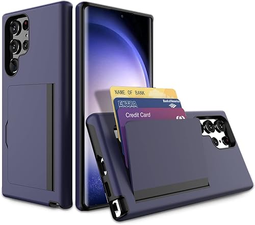 Funda para Samsung Galaxy S23 Ultra con tarjetero, ranura para tarjeta de crédito, funda protectora tipo cartera - gris