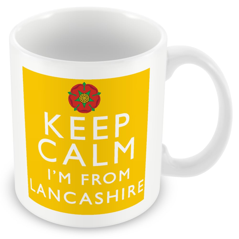 MUGGZ Novelty Mug – “Keep Calm I’m from Lancashire” – Lancashire Flag Design – Regional Gift Cup