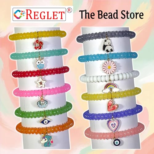 Image of 5 Pcs Charms + 480 Pcs Disk Shaped Glass Beads for Jewellery Making Kit - Glass Beads for Bracelet Making Kit - Bead Craft - 8 * 4mm