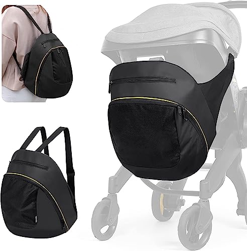 iNszkoos Bolsa de almacenamiento con clip compatible con cochecito Doona y asiento de coche, bolsa de pañales de gran capacidad con cremallera antideslizante, bolsa organizadora de cochecito, mochila