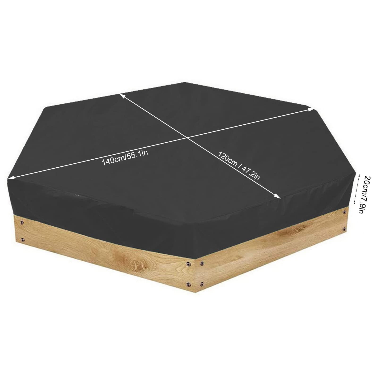 OUKENS Sandbox Cover, Hexagon Sandpit Sand Toys Cover, Waterproof Pool Sandbox Canopy with Drawstring for Outdoor Garden(Black)
