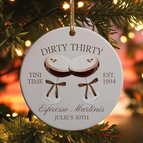 Celebrate 30 in Style with Personalized Espresso Martini Christmas Ornament - Custom Ceramic Keepsake for Coffee Lovers - Image 2