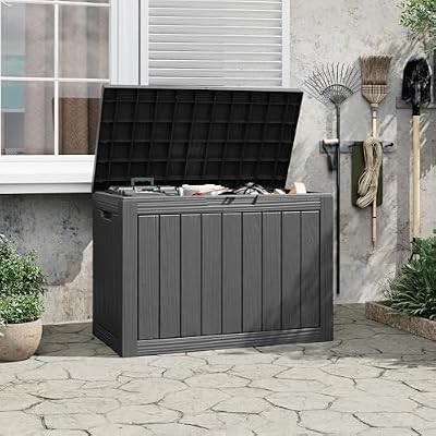 GULAIMOAO Outdoor Storage Lockable Deck Box for Patio (45 Gallon, Black)