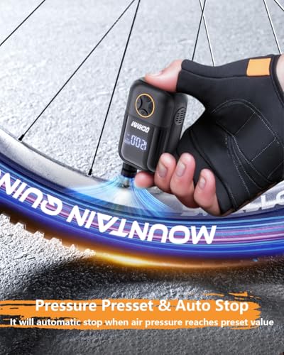 Pompa Per Bicicletta Elettrica, 120PSI Mini Pompa Per Bicicletta Con Manometro, Adatta Per Schrader E Presta Valvola, Portatile Pompa Per Bici Da Strada, Mountain Bike, E-Bike, City Bike - 7