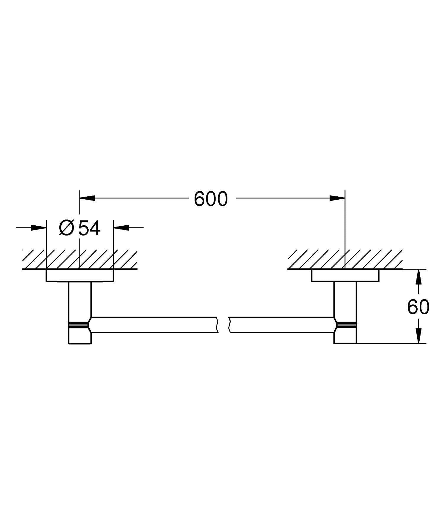 GROHE Start - Badetuchhalter (Stichmaß 600mm, Material: Metall, verdeckte Befestigung, zum Kleben oder Bohren), supersteel, 41178DC0