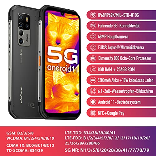 Ulefone Armor 11T 5G Handy integrierte Wärmebildkamera - Android 11 Outdoor Smartphone ohne Vertrag MediaTek Dimensity… – Bild 3