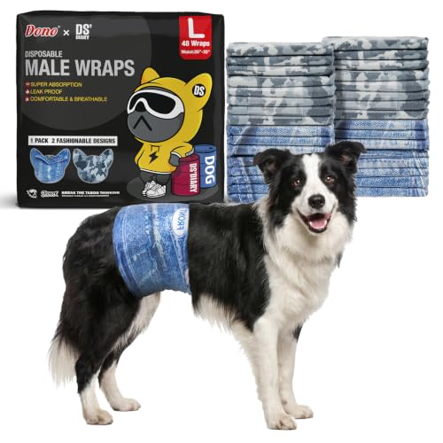 Image of Dono Widened Dog Diapers, Disposable Male Dog Wraps, Large 48ct