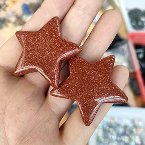 FFIME Specimen Healed 2pcs Natural Crystal red Golden Sand Carved Star Figurine Halloween Decor Aesthetic Feng Shui Crystal Witch Reiki Gifts As a Gift