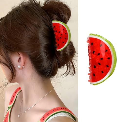 Pinza para cabello diseño sandía acrílico miniatura 1