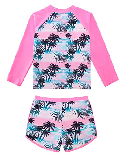 Image of TUONROAD Girls 2 Pieces Rash Guard Swimsuit Long Sleeve Tankini for 4-10 Years