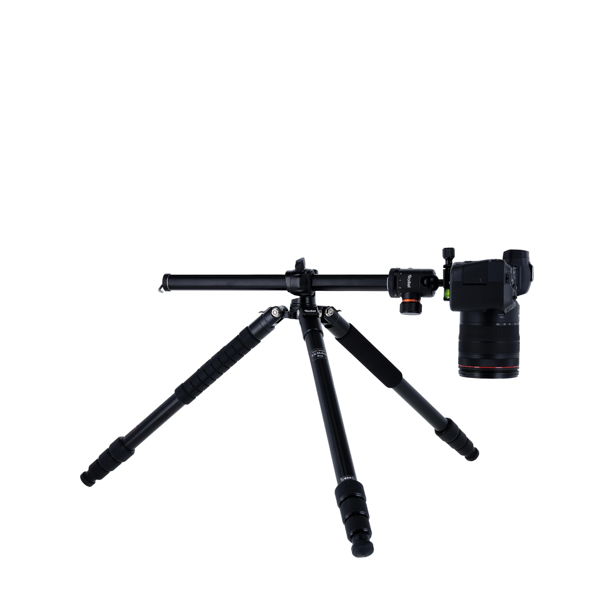 Rollei C5I MAKRO PRO I Aluminium Stativ I Schwarz I 3D-Kugelkopf I Einbeinstativ I Smartphone- Halterung I Schnellwechselplatte I 90° drehbare Mittelsäule