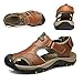 BINSHUN Sandals for Men Leather Hiking Sandals Athletic Walking Sports Fisherman Beach Shoes with Closed Toe