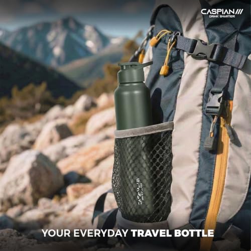 Image of Caspian Hike Stainless Steel Sipper Water Bottle 1 Ltr (Litre) for School, Fridge, Office, Gym, Home-Ideal for Adults, Men, Women, Kids, Boys, Girls-1000ml Leakproof, Rust free, Eco-Friendly, A Green
