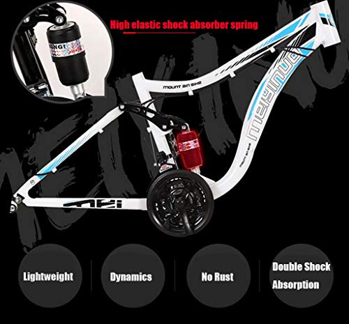 CHERRIESU Mountainbike 27 Geschwindigkeiten Anti-Rutsch Bike 26 Zoll Reifen Sand Fahrrad Doppelscheibe Bremse Federung Gabel Suspension Fahrrad Für Jungen Mädchen Männer und Frauen,B – Bild 3