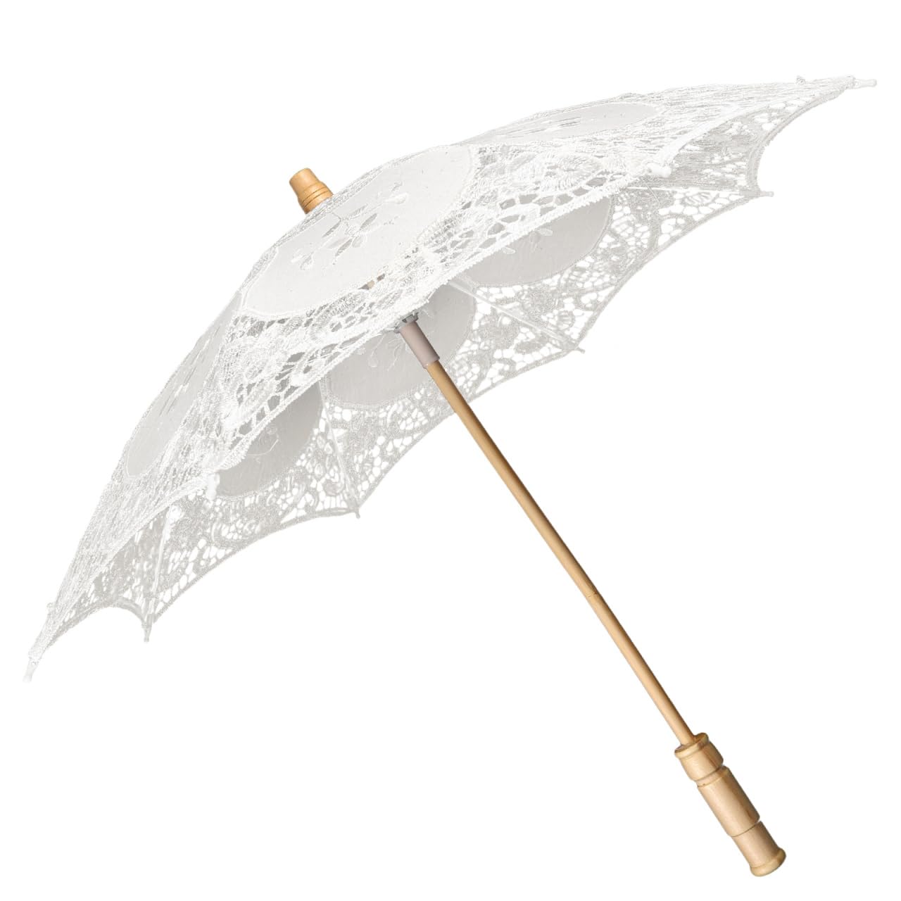Garneck Parapluie de Mariage en Dentelle Beige 38 Cm Double Couche, Ombrelle Élégante pour Demoiselles D’honneur, Accessoire Photo et Cérémonie, Parapluie Léger 64 G pour Cérémonie