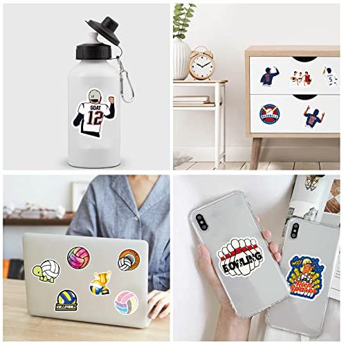 Waio Sports Stickers 200Pcs Football Baseball Volleyball Bowling 4 In 1 Mixed Ball Waterproof Vinyl Decors For Children For Water Bottle Laptop Luggage Desk Hydroflask Case Phone #TOP5