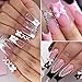 FSpronail 3D Nail Charms Bow Nail Gems and Rhinestones Set 12 Grid AB Crystals Rinestone Pink&White Bows Charms for Nail Art DIY Decoration Design, with Tweezers and Wax Pencil Tools