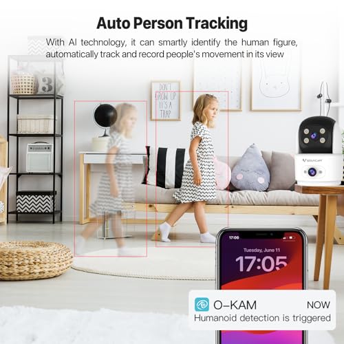 Image of VSTARCAM 2K Dual Camera Indoor Security Cameras, Pet Camera Indoor, Pet /Elderly /Baby Monitor, Color Night Vision, 360 Pan Tilt, Motion Detection, 2-Way Talk, 2.4G WiFi, 24 /7 SD Card Storage