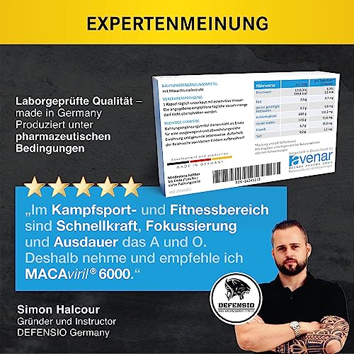 MACA Kapseln hochdosiert | Aus der Apotheke | Für den Mann | Das Original MACA aus Peru | 6000 mg pro Tag | Monatsversorgung für die Männer 30 Kapseln | Ohne Ashwagandha | Vegan | Made in Germany – Bild 7