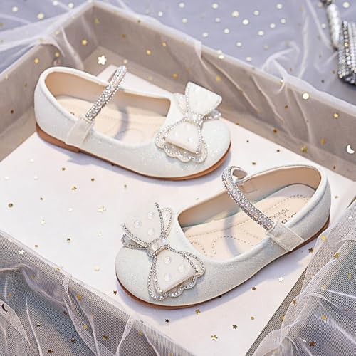 Girls Wedding Dress Shoes Bowknot Ballet Flats Flower Girl Dance Party Mary Jane Shoes with Rhinestone Glitter Strap3