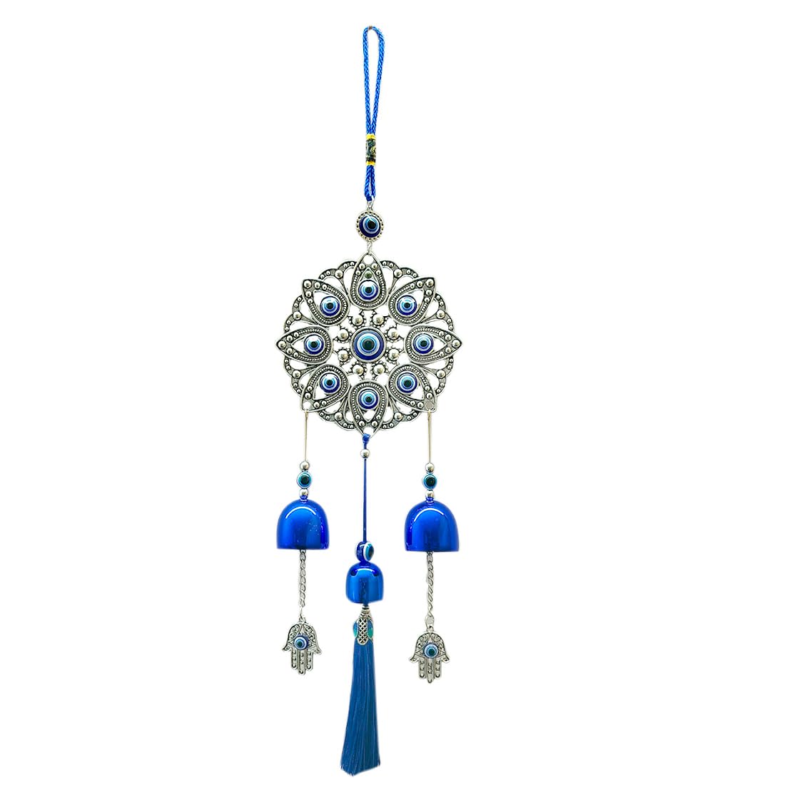 DT DECTONEDT DECTONE Metal Blue Turkish Evil Eye Nazar Battu Hanging Shine with Wind Lucky Pendant Hanging Ornament Amulet for Car, Home & Office Protection and Blessing from Negative Energy