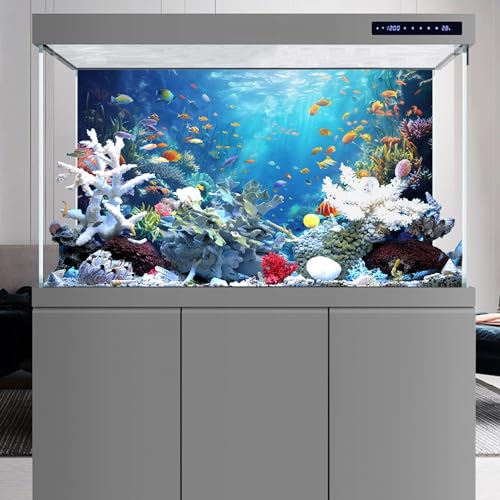 MIRRORANG 91x50cm Ozean Unterwasser Thema Aquarium Hintergrund Tiefsee Bunte Koralle Tropische Fische Tank Hintergrund Unterwasserwelt Fisch Tank Hintergrund
