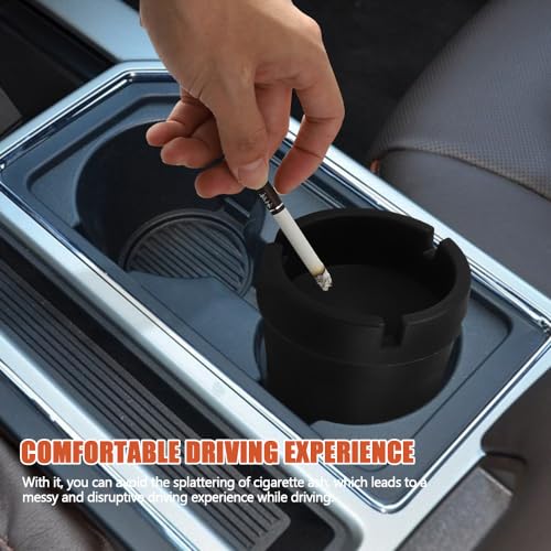 Image of Car Ashtray, Portable Mini Vehicle Cigarette Trash Can, Multifunctional Ashtray with Lid Smell Proof, Car Interior Accessories High Grade Detachable Smokeless Ashtray for Car Cup Holder