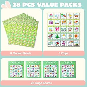 JOYIN 28 Players Easter Bingo Cards (5x5) for Easter Party Goodies Games, Kids School Classroom Gift, Indoor Family Activities, Basket Filler Stuffers JOYIN 28 Players Easter Bingo Cards 5×5 for Easter Party Goodies Games Kids School Classroom Gift Indoor Family Activities Basket Filler Stuffers