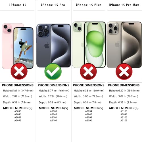 SafeSleeve EMF Protection Anti Radiation iPhone 15 Pro Case, RFID EMF Blocking, Card Holder Wallet, Vegan Leather, Adjustable Stand Cell Phone Case, for Women & Men (Black)