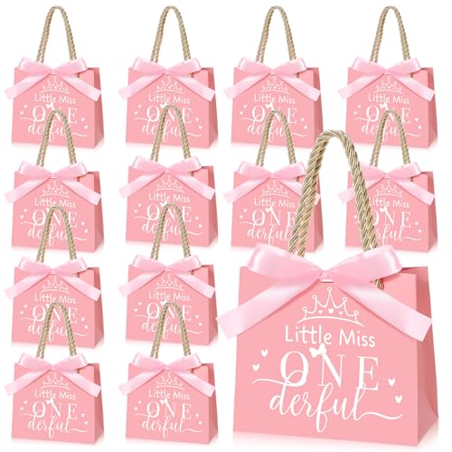 Sac à friandises pour 1er anniversaire de fille avec poignées - Décoration de table (x25)