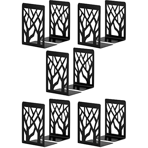 Book Ends, Bookends, Book Ends for Shelves, Bookends for Shelves, Bookend, Book Ends for Heavy Books, Book Shelf Holder Home Decorative, Metal Bookends Black 5 Pair, Bookend Supports, Book Stoppers Cover