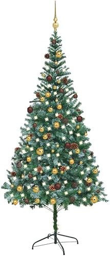 Artificial Christmas Tree Christmas Tree,White Christmas Tree,prelit Christmas Tree,arbol de Navidad con Luces,with LEDs&Ball Set&Pinecones 82.7"
