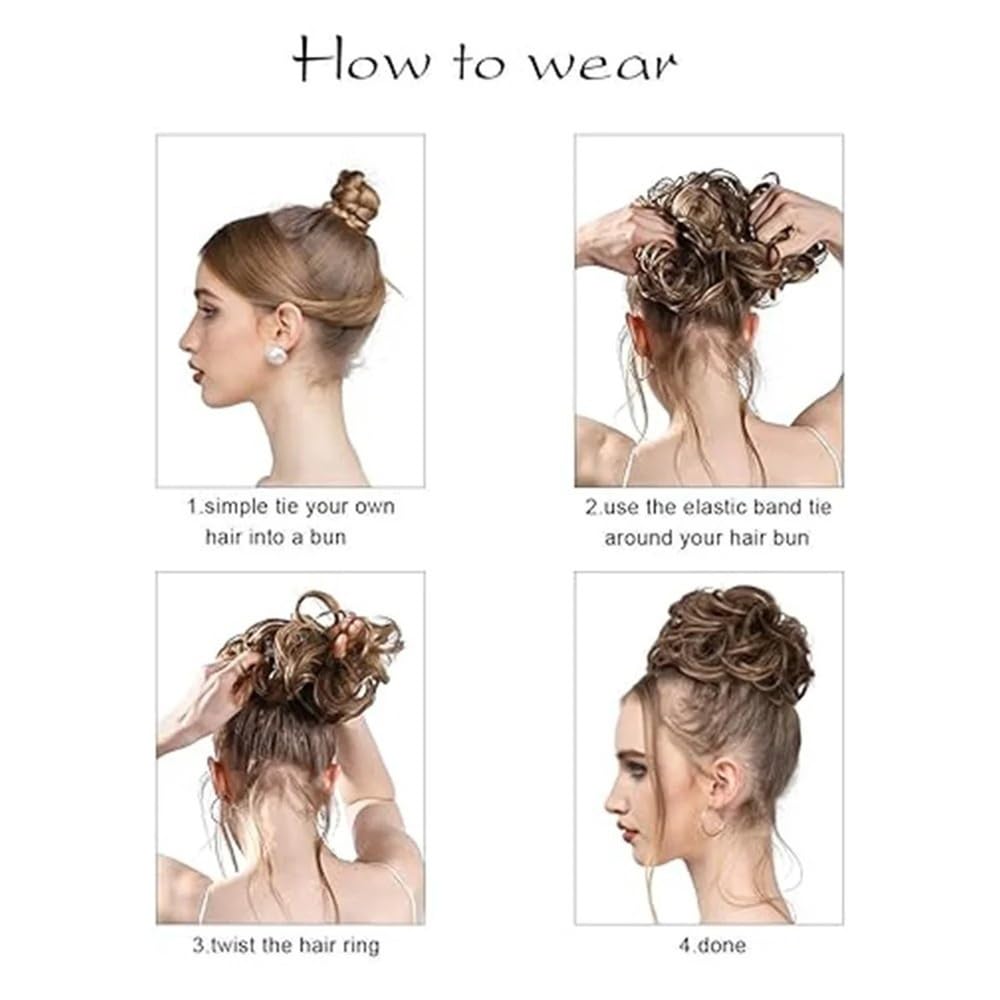 sztuczne włosy kok Messy Hair Bun Syntetyczne Dodatki Do Włosów, Elastyczne Krótkie Proste Przedłużki Do Kucyka Dla Kobiet Dziewcząt Akcesoria do włosów(SILVER)