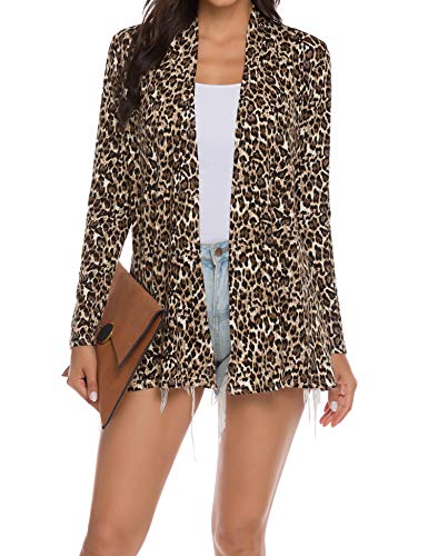 Newchoice Women's Casual Lightweight Cardigans Leopard Printed Long Sleeve Soft Drape Open Front Cardigan Sweaters (Multicolored, Xl) #TOP6