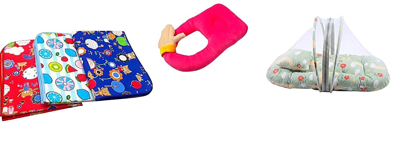 Baby Bedding Set with Mosquito Net, Baby Sheet & Hugging Pillow | Soft Cotton Newborn Sleeping Bed Combo | Breathable, Foldable, Lightweight & Travel Friendly for Infants-image-36