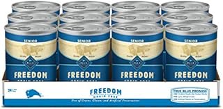 Blue Buffalo Freedom Grain Free Natural Senior Wet Dog Food, Chicken 12.5oz cans (Pack of 12)