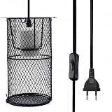 PetFizz Reptilien Wärmelampe Terrarium Lampensockel mit Schutzkorb, Schildkröte Keramik Fassung für UVB Lampe, Geeignet für Infrarotlampen, UVB Lampen und Wärmelampen MAX200W
