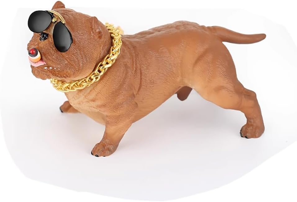 Rubik Decor Tied Bulldog Figurine, 14cm Decoration Dog Animal Ornament Toy for Car Dashboard Home Office (Brown)
