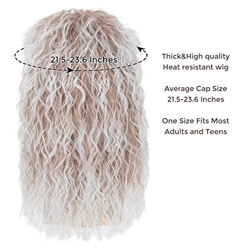 Miss U Hair 80S Wig Men Women Rocker Costume Set - Stretchable Headband Tattoo Sleeve Studded Wristband Glove #TOP5