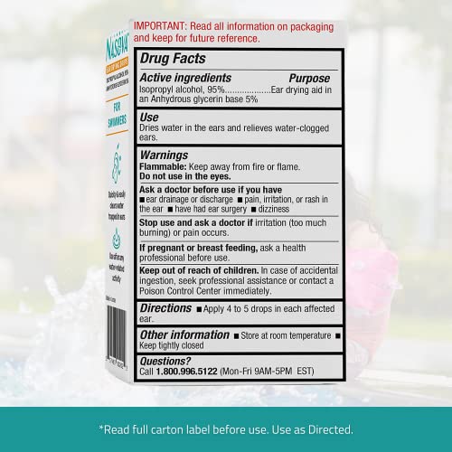 Nasova Swimmer's Ear Drying Drops For Adults & Kids, Twin Pack – 2X 0.5 Fl Oz Bottles (15 Ml Each) Clear Trapped Water After Any Water Activity, Relief For Water Clogged Ears #TOP7