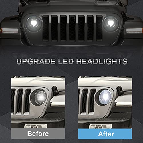 Kaksey 9 Inch Jeep Headlights Led Halo With Integrated Drl Turn Signal Light For Jeep Gladiator Jt 2019 2020 2021, Jeep Wrangler Jl 2018 2019 2020 2021 2022 With Adjustable Screw #TOP2
