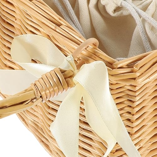 Bolso de mimbre tejido a mano Luxshiny, 9,05 x 6,29 x 5,11 pulgadas, tote ligero para flores, frutas, almacenamiento decorativo y uso en interiores y exteriores miniatura 3
