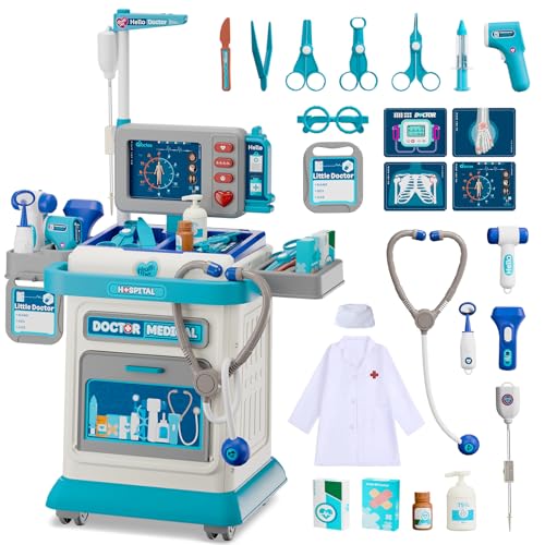 Image of AuroTops Doctor Kit for Toddlers 3-5, 26 Pcs Doctor Play Set for Kids Ages 3-8,Role Play Toy Medical Cart Doctor Toys Educational Toys for Boys & Girls Birthday Gifts